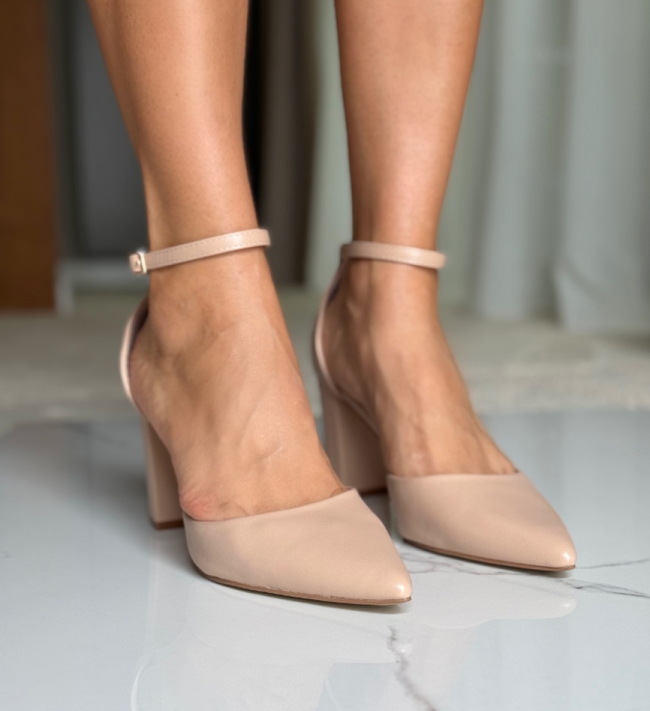 Pantofi dama Swarte Nude eleganți cu toc - imagine 3