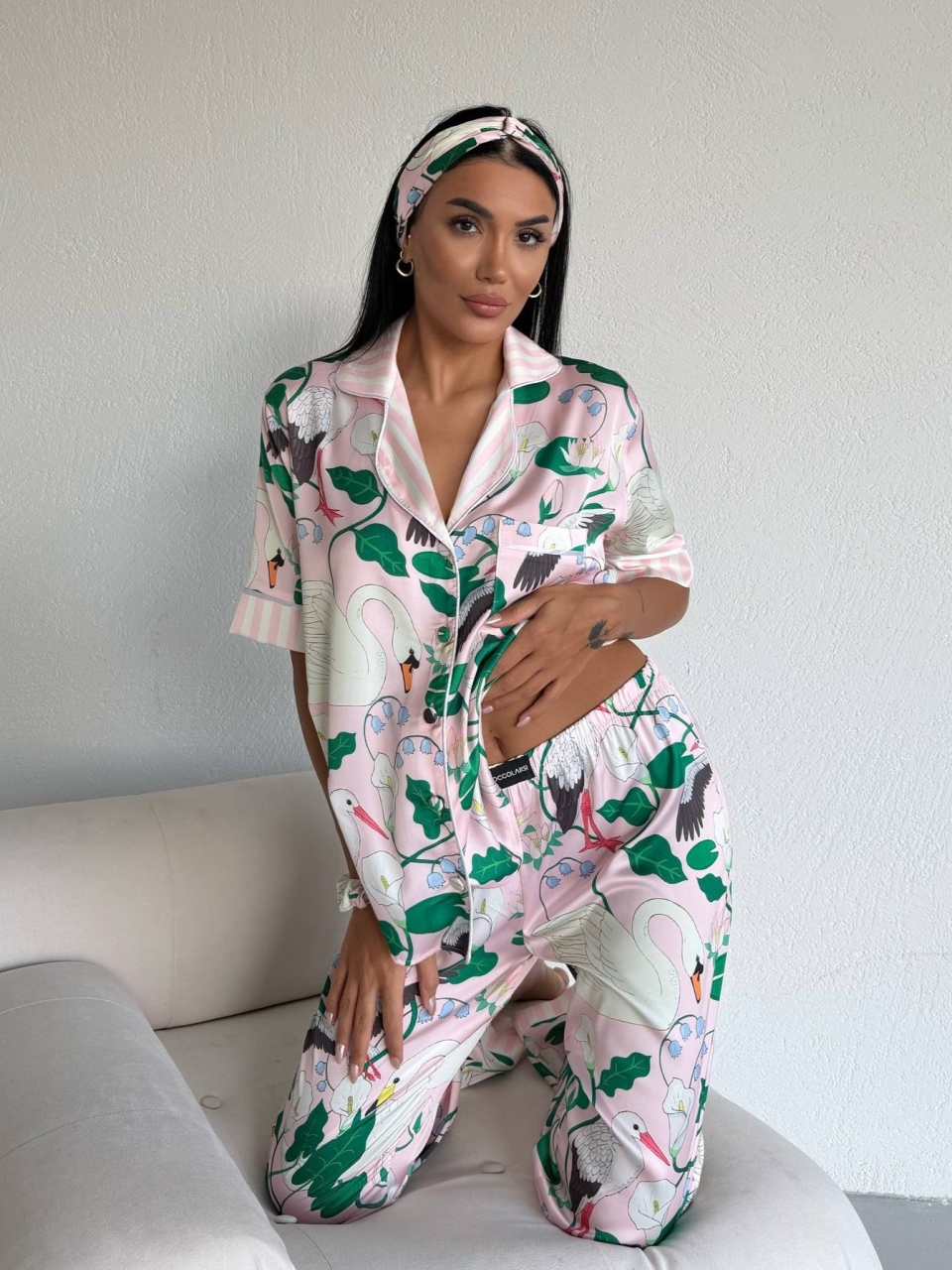 Set Pijama Dama 2 Piese Delis, Stil Satin Mat - imagine 3