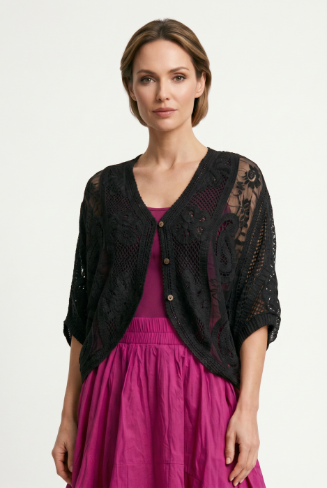 Cardigan Bumbac Brodat Shopika | Stil Boho Elegant