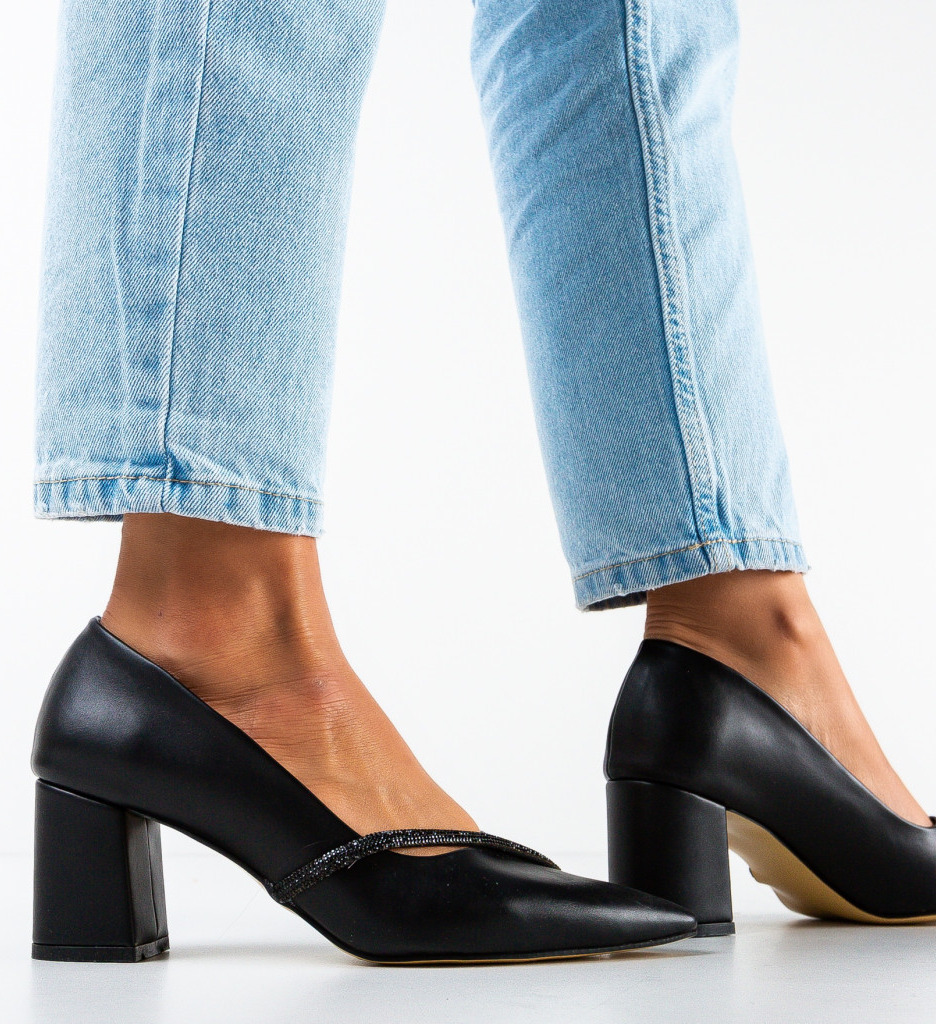 Pantofi Lewis Negre Eleganți cu Toc