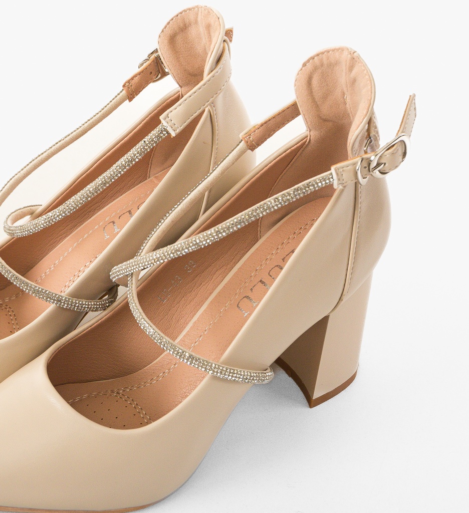 Pantofi dama Lease Bej eleganți - imagine 4
