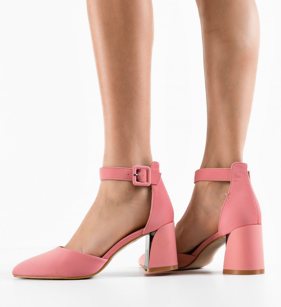 Pantofi Vandre Roz Eleganți cu Toc - imagine 6