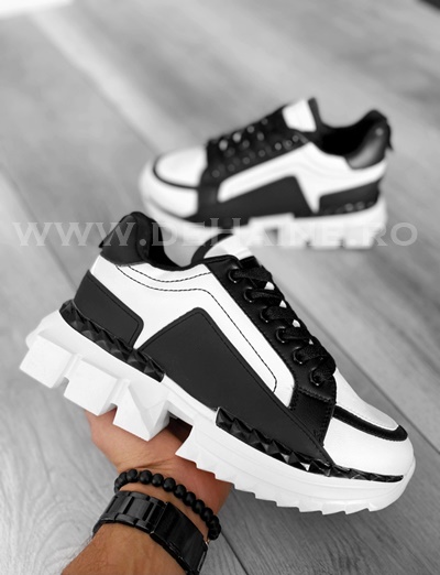 Adidași Casual Bărbați Alb-Negru LM052 | Confort Maxim