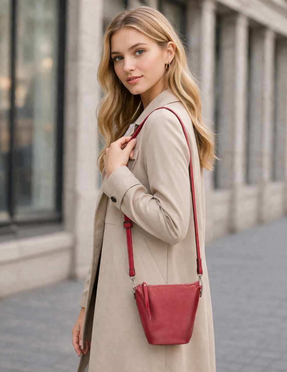 Geanta Dama Delis Lorien | Piele Naturala Rosu - imagine 5