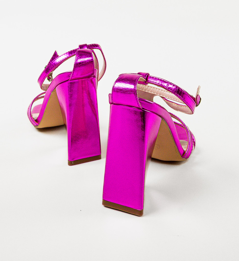 Sandale cu Toc Casey Fuchsia | Stil Feminin - imagine 5