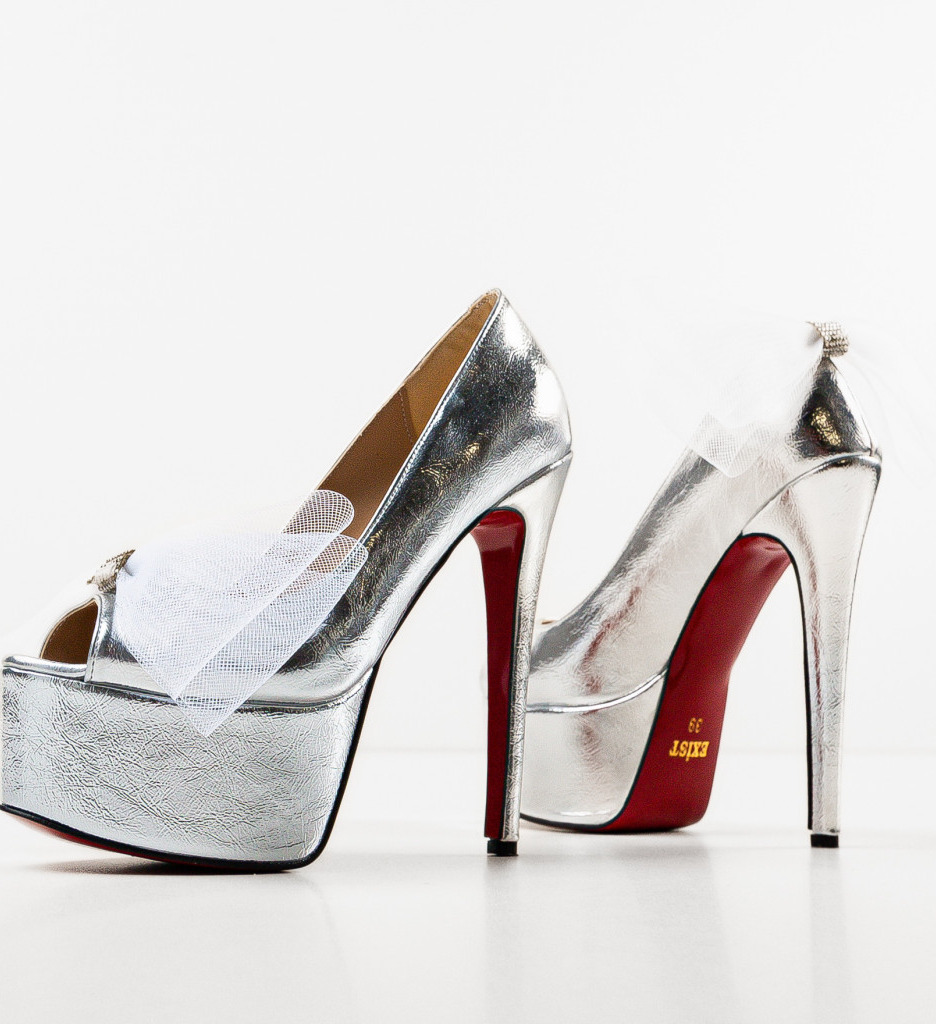 Pantofi cu toc Nikmalo Argintii - Eleganță garantată - imagine 6