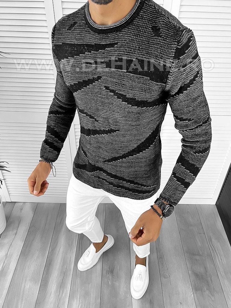 Pulover Barbati Negru Slim Fit T3617 - Stil și Confort