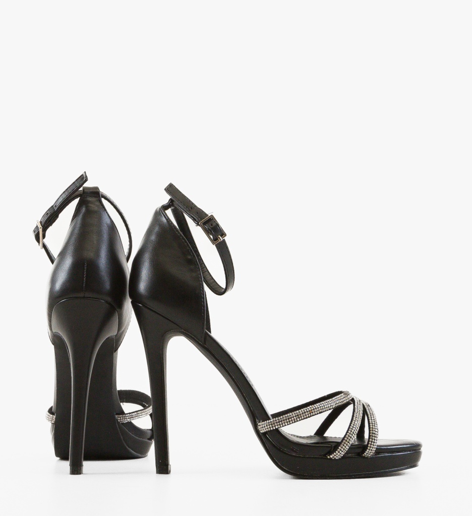 Sandale Dama Eytrek Negre Elegante cu Toc - imagine 2