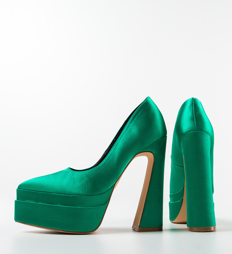 Carweb Pantofi Verzi cu Toc Eleganți - imagine 6