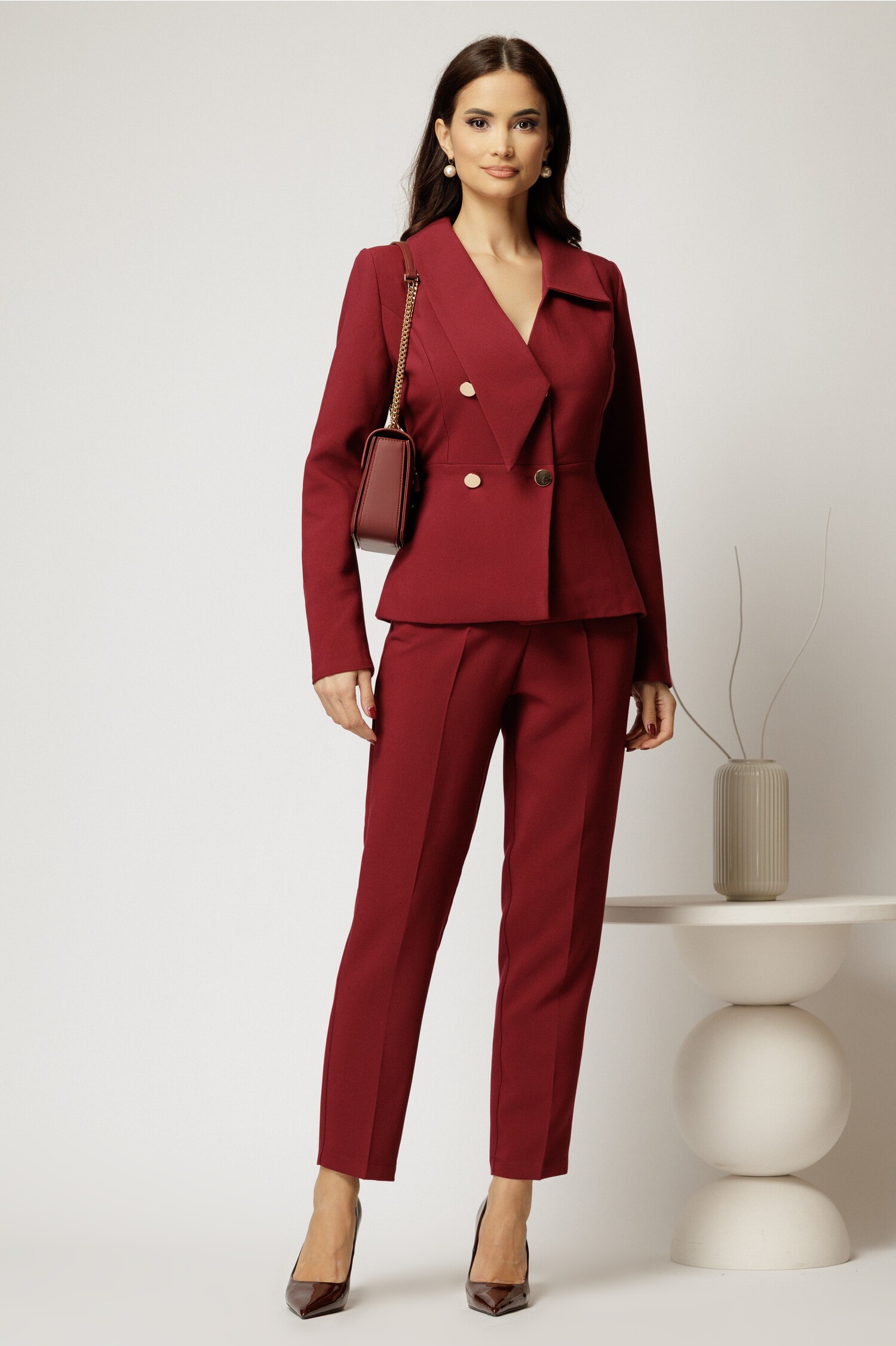 Pantaloni Dama Bordo cu Croi Conic | Eleganță