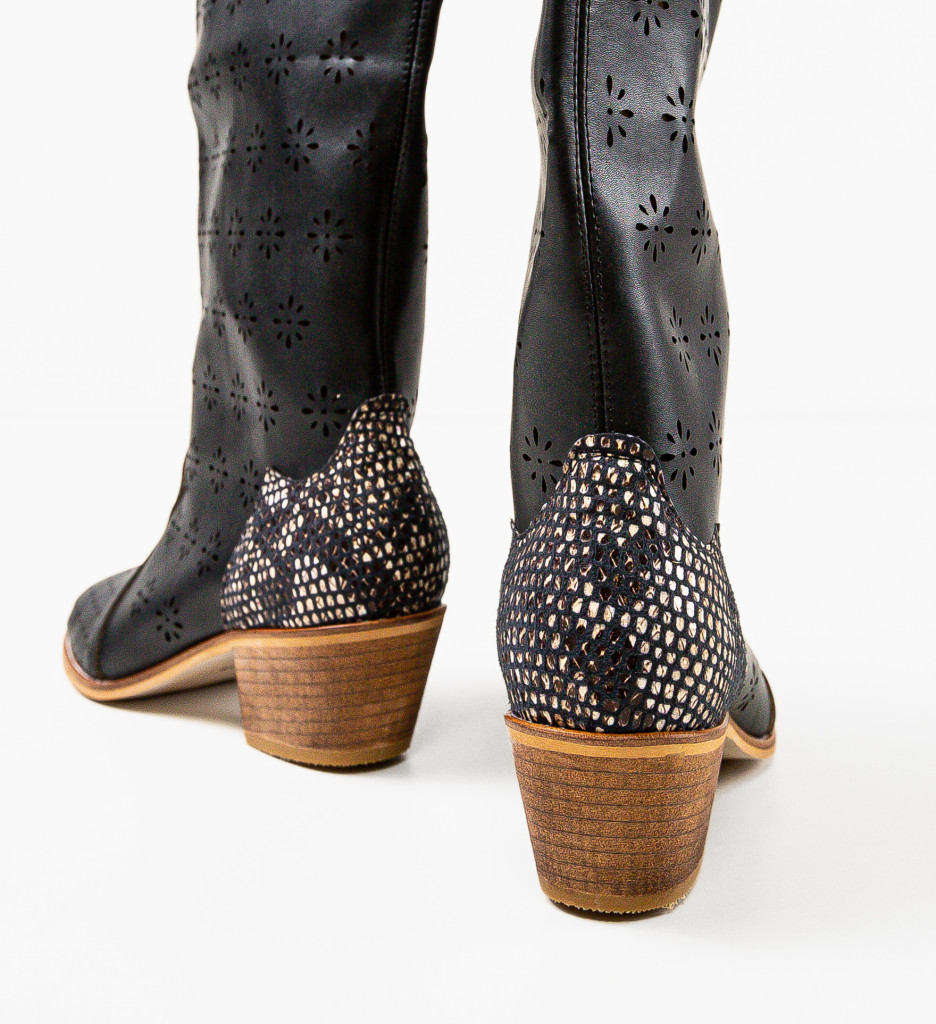 Cizme Floraz Negre Elegante - Confort și Stil - imagine 7