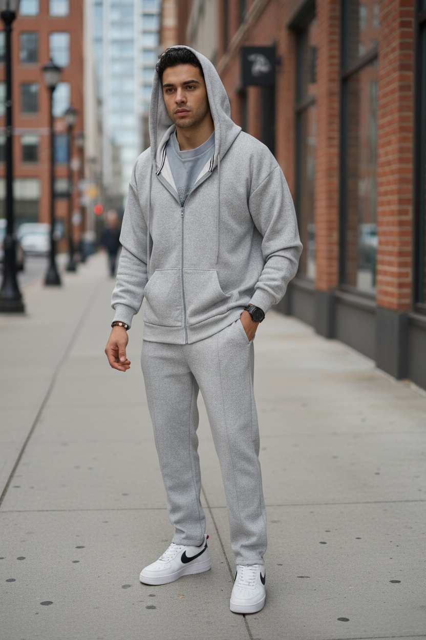 Trening Barbati Slim Fit Gri - 100% Bumbac Premium