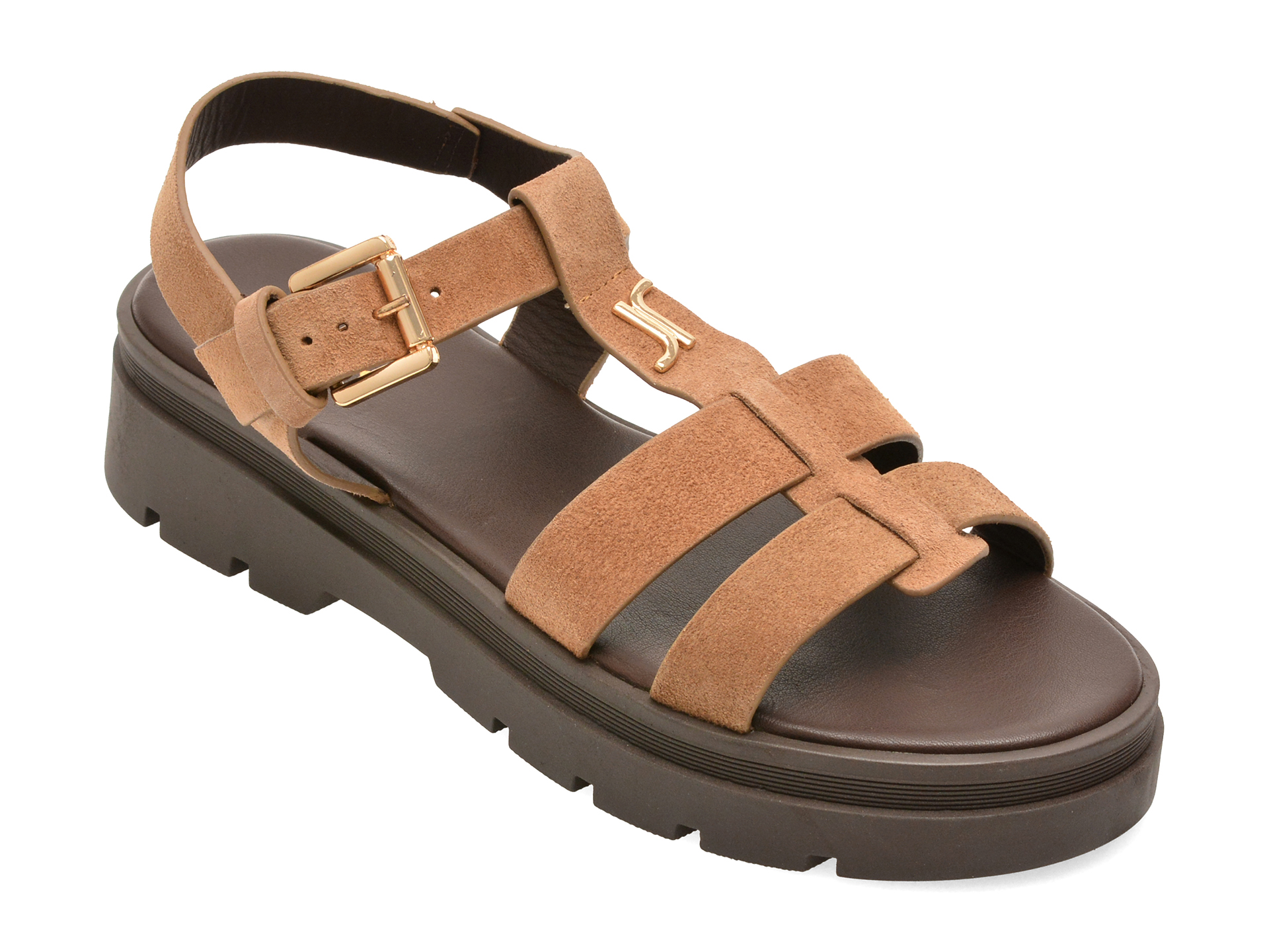 Sandale Jonak Gri Piele Intoarsa Eleganta