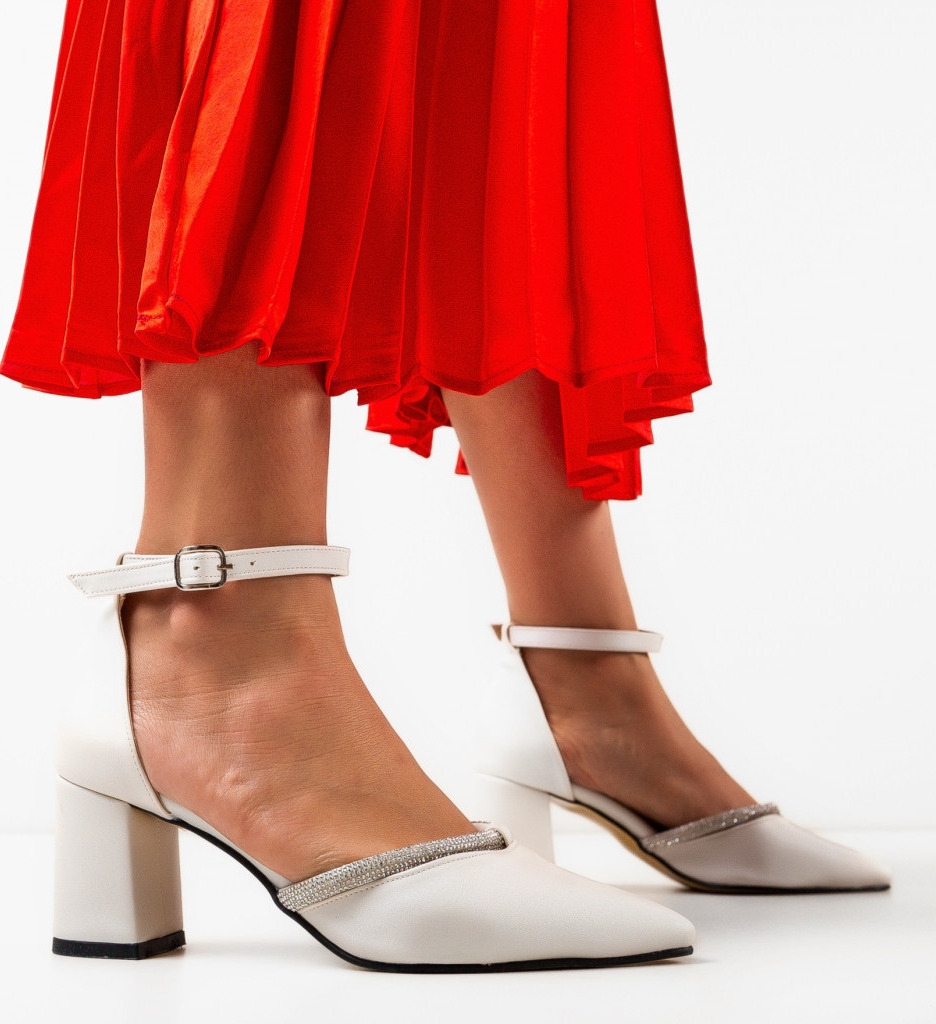 Pantofi Dama Filme Albi Eleganți - imagine 3