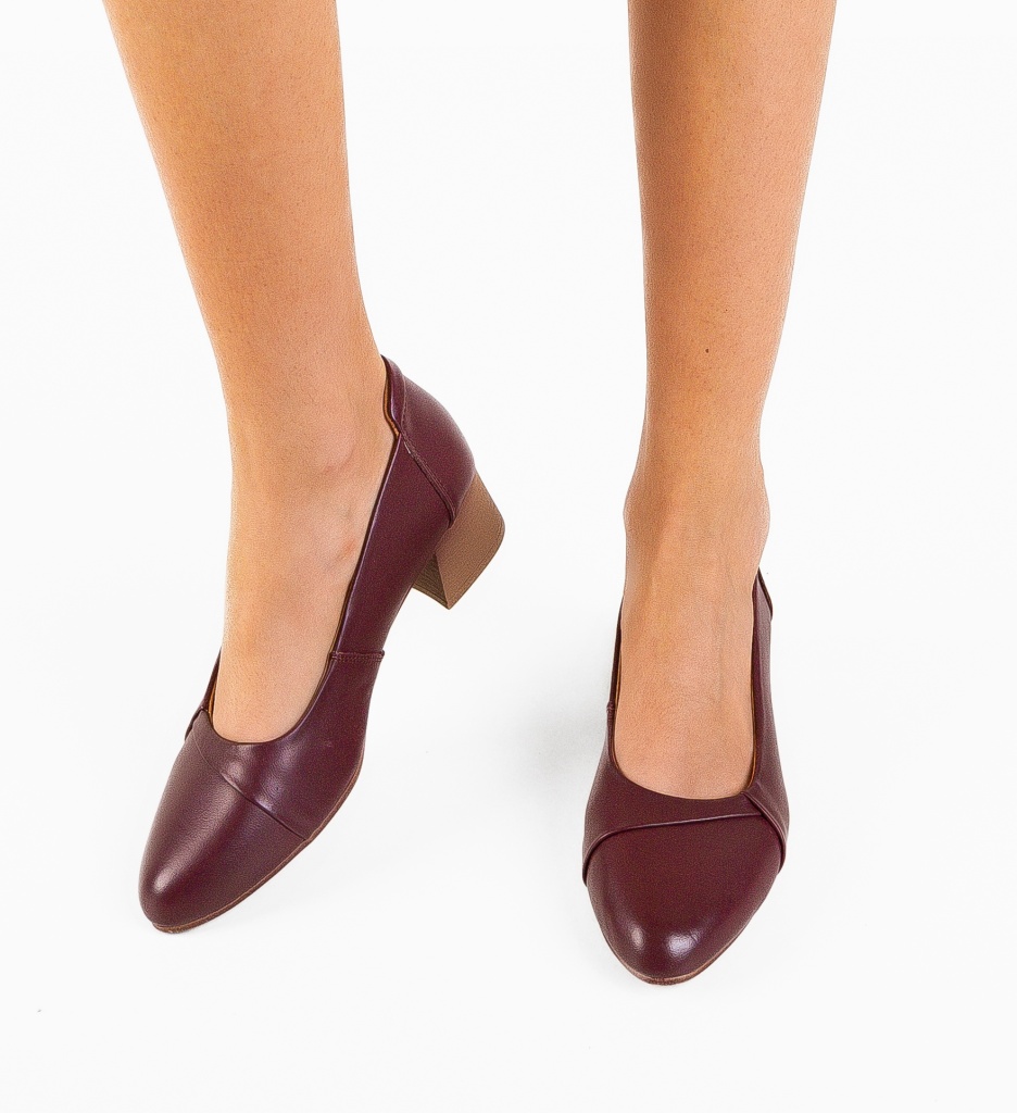 Pantofi Toc Grena Eleganți Dama - imagine 2