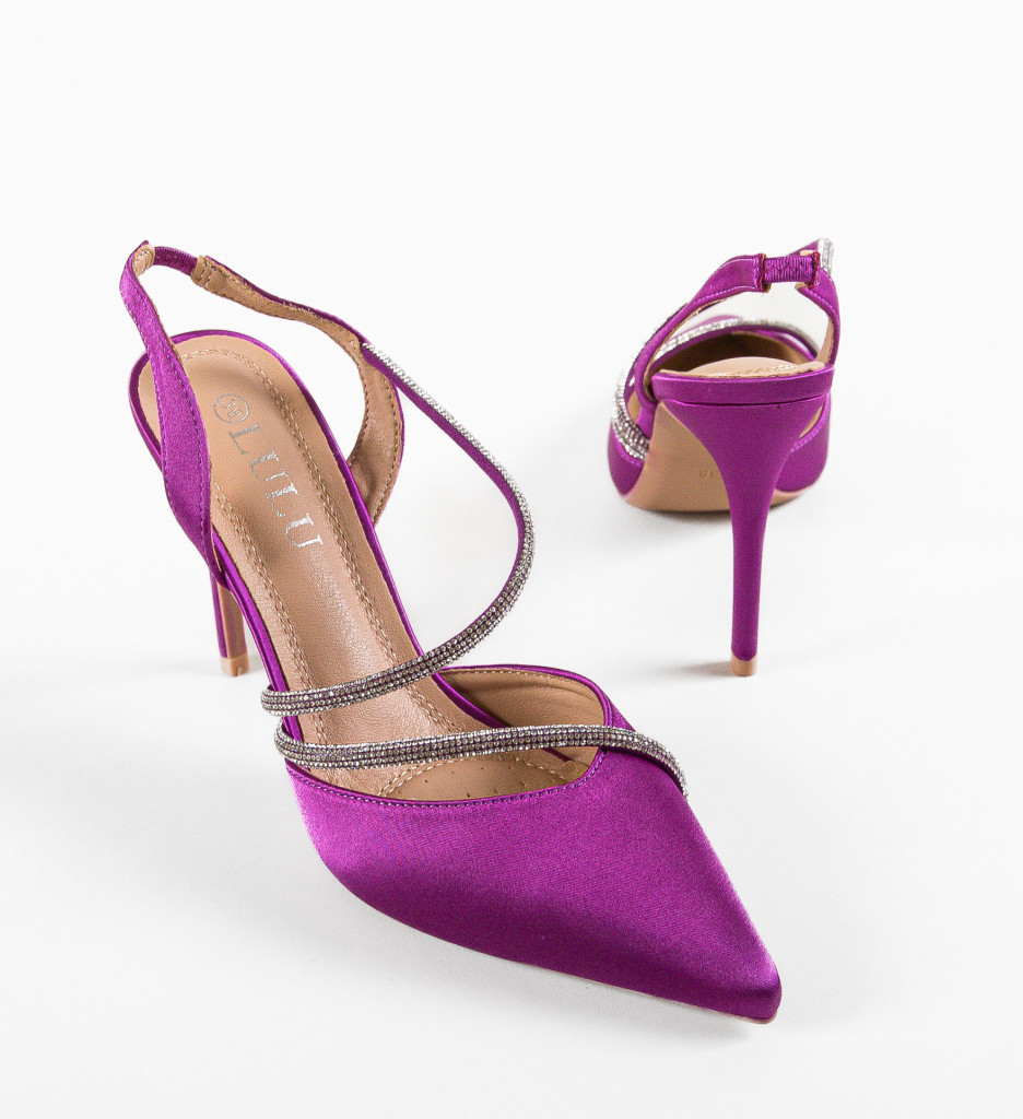 Pantofi Khan Mov cu Toc Eleganți - imagine 6