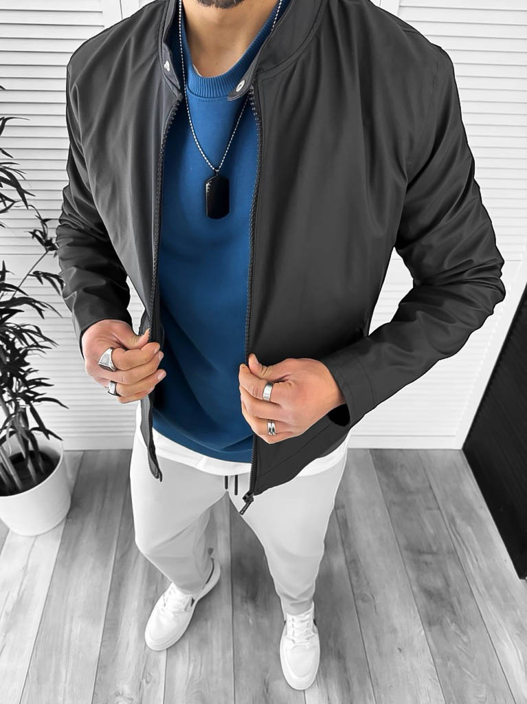 Geaca Barbati Piele Ecologica Slim Fit Neagra