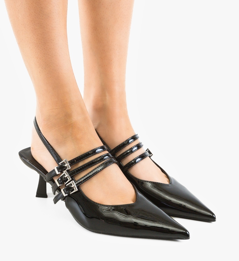 Pantofi Dama Zybras Negri cu Toc Eleganți - imagine 3