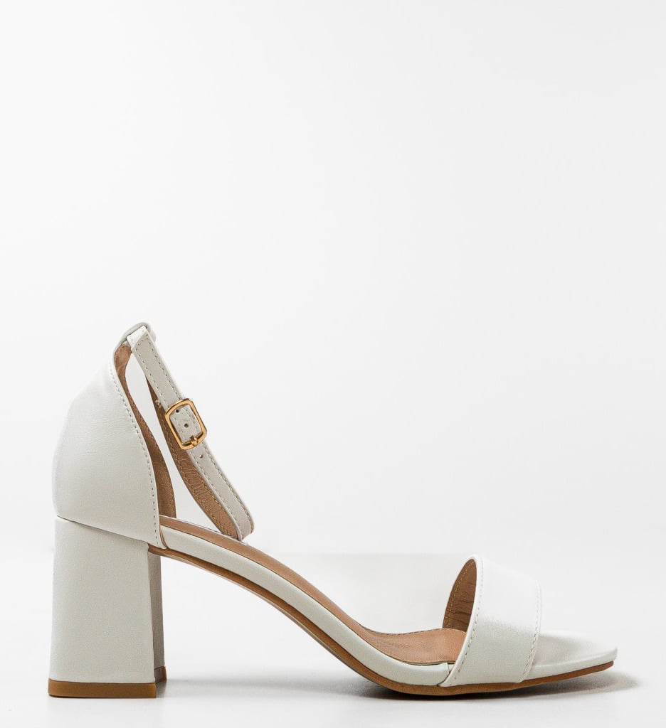 Sandale Ffion Albe cu Toc | Stil si Eleganta - imagine 3