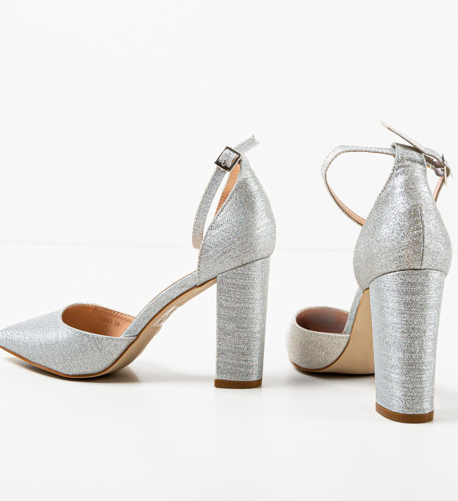Pantofi cu Toc Argintii Nakara | Eleganță - imagine 7
