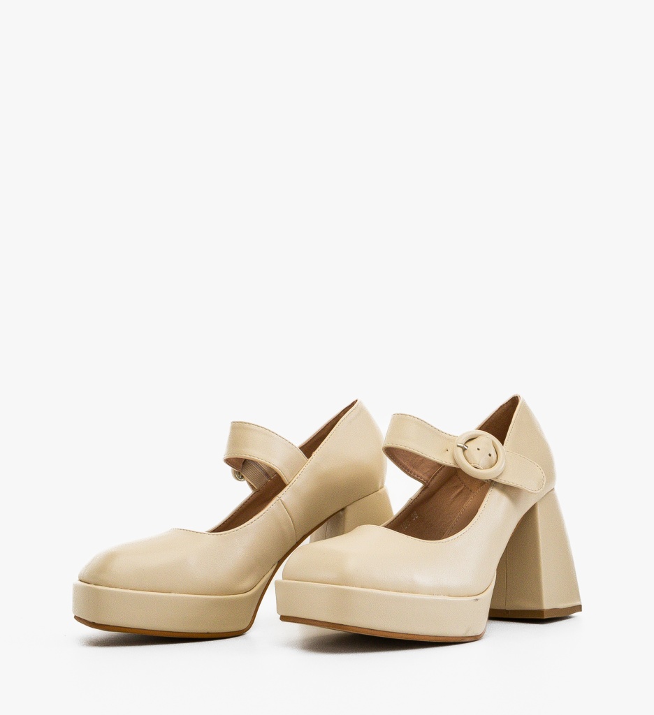 Pantofi Trinity Bej cu Toc Eleganți - imagine 8