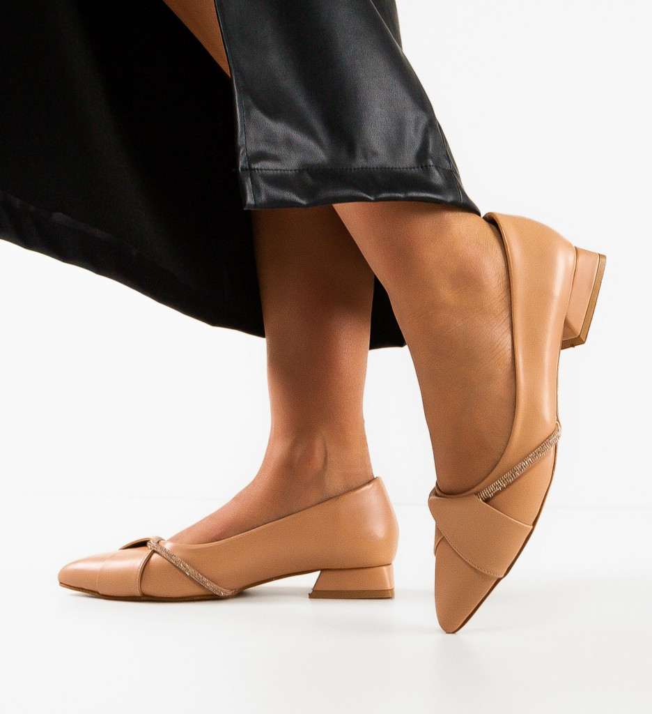 Pantofi Barysan Nude Eleganți cu Toc - imagine 3