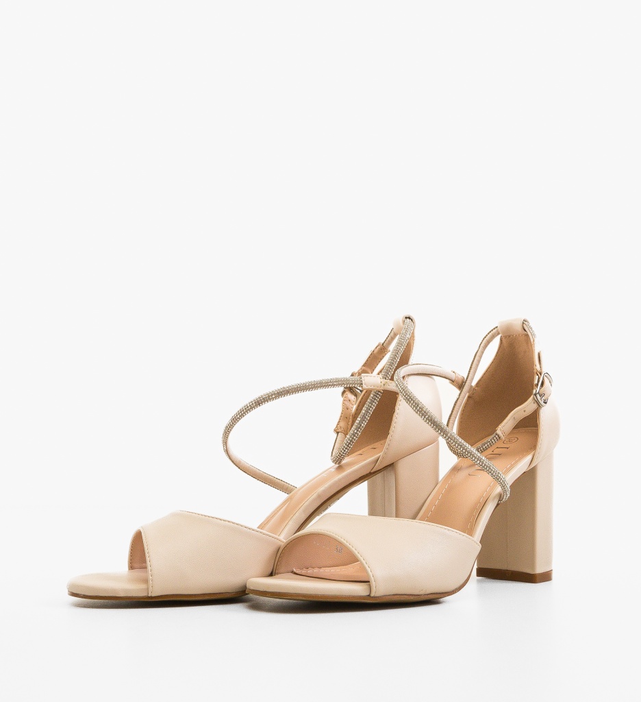 Sandale Barfa Bej cu Toc Elegante - imagine 4