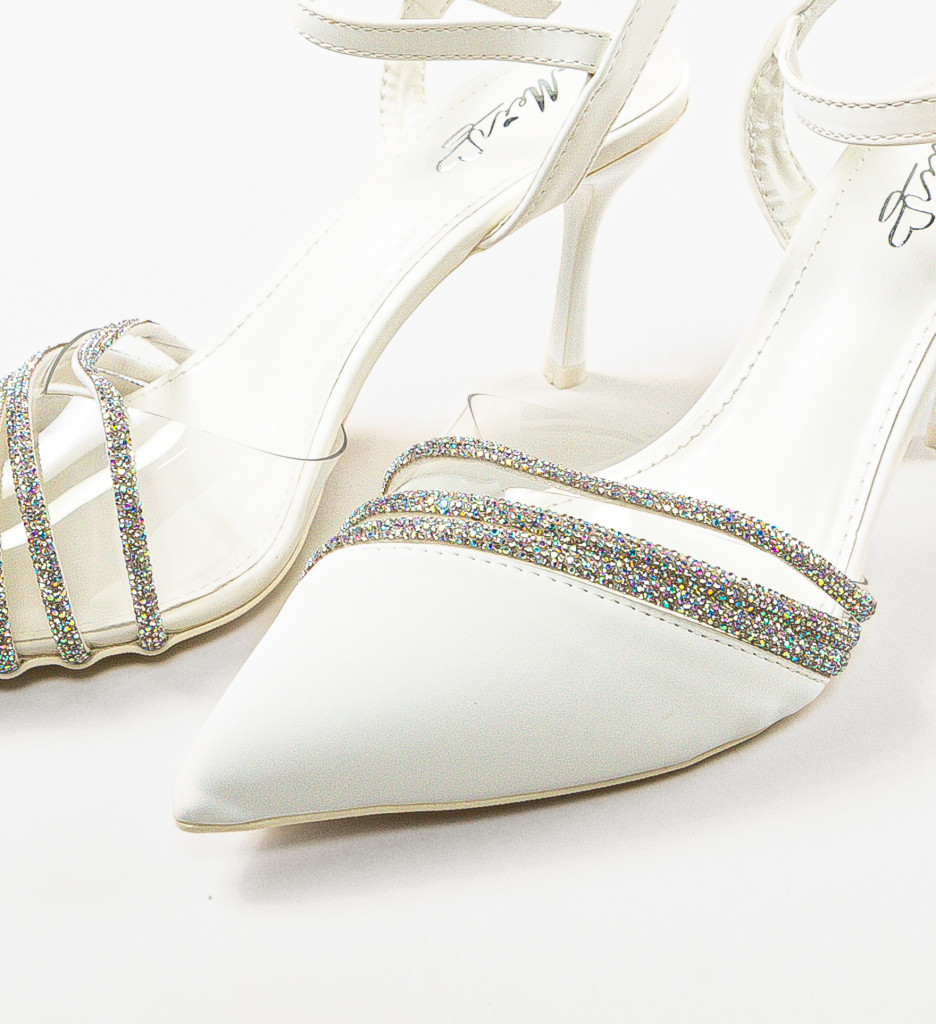 Pantofi Simiso Albi cu Toc Eleganți - imagine 5