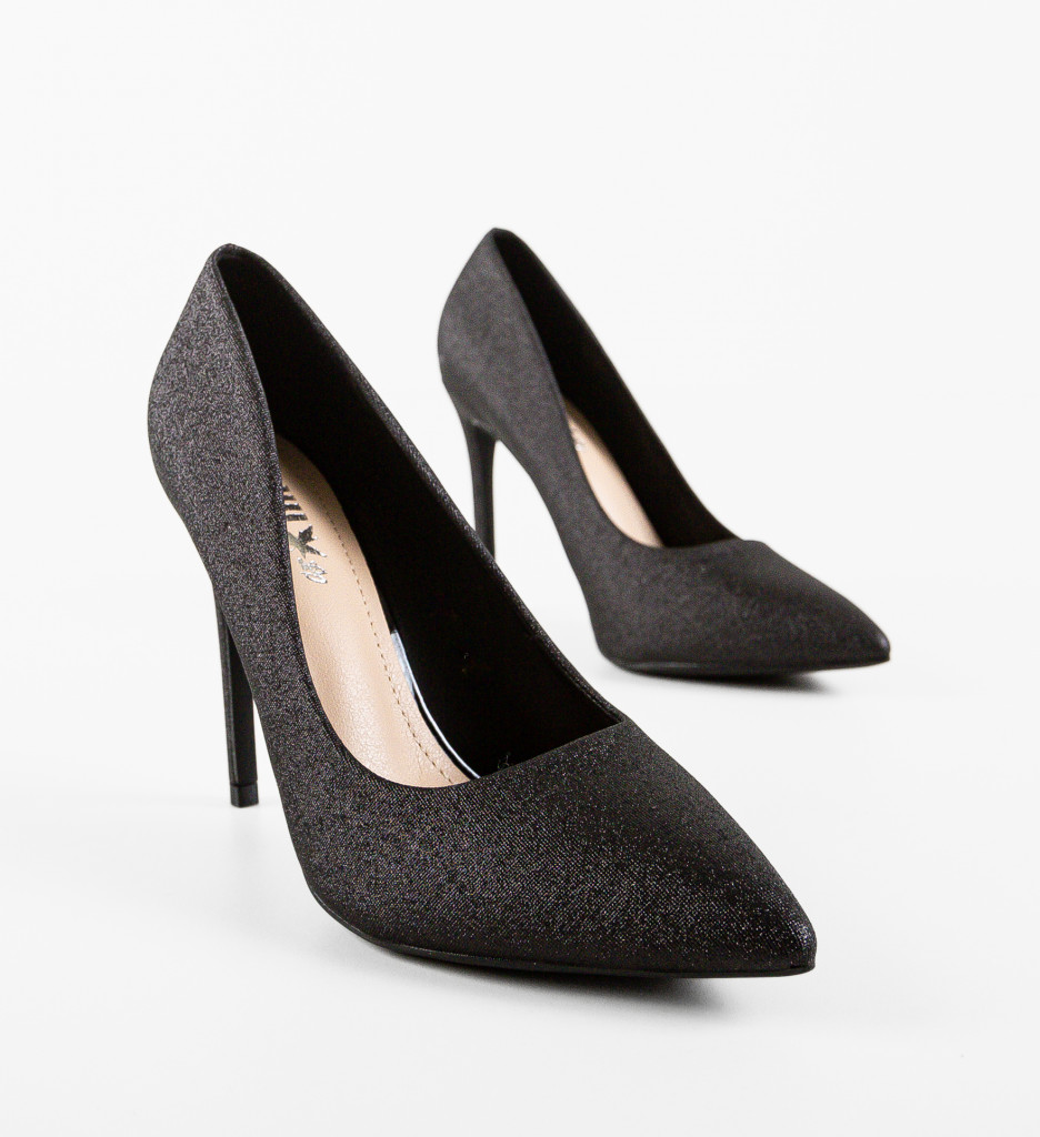 Pantofi cu Toc Silica Negri - Eleganță Asigurată
