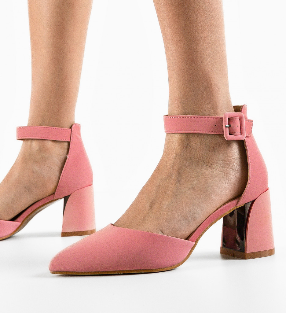 Pantofi Vandre Roz Eleganți cu Toc - imagine 8