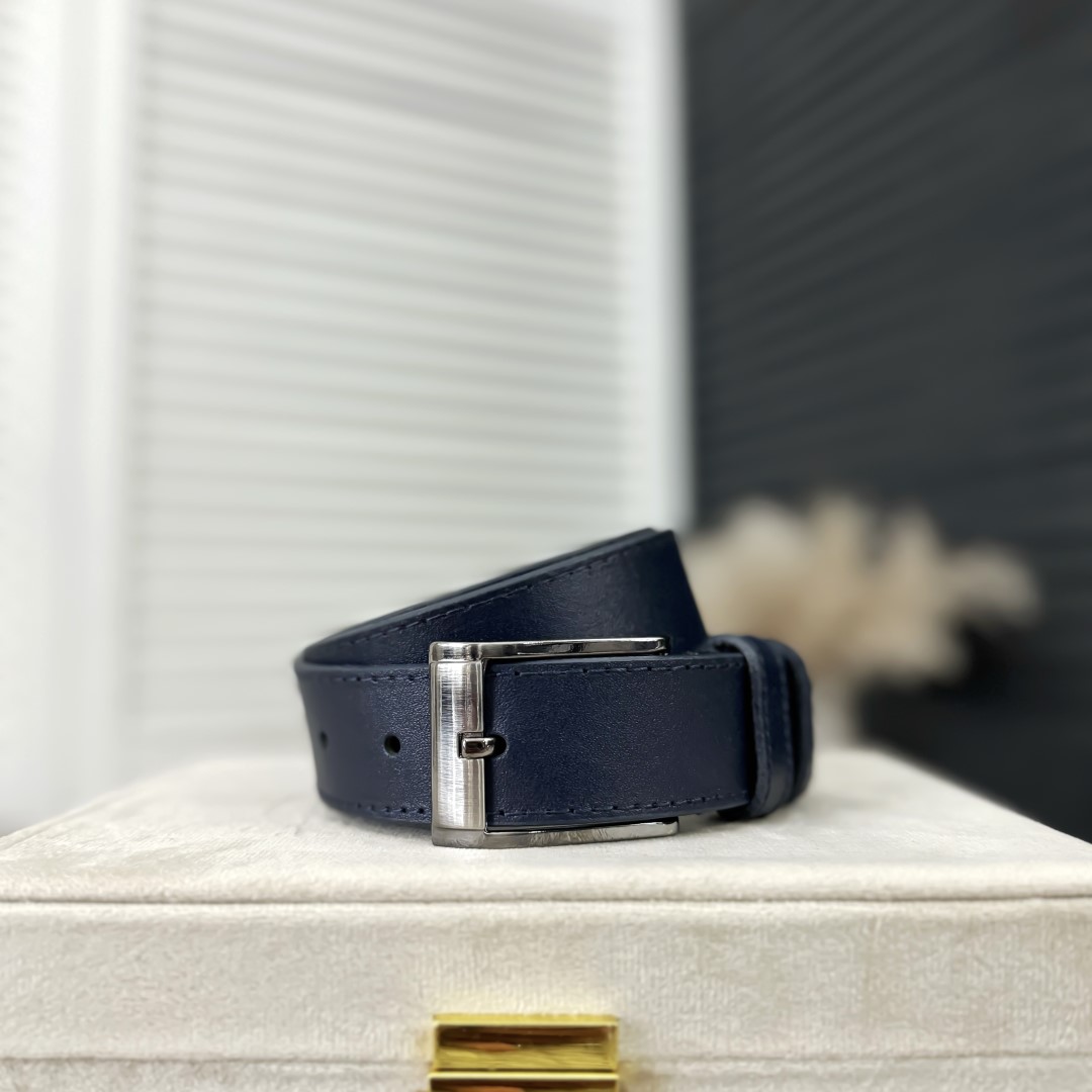 Curea piele bleu marin bărbați | Design elegant