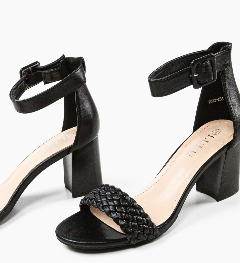 Sandale Polish Negre cu Toc Elegant - imagine 6