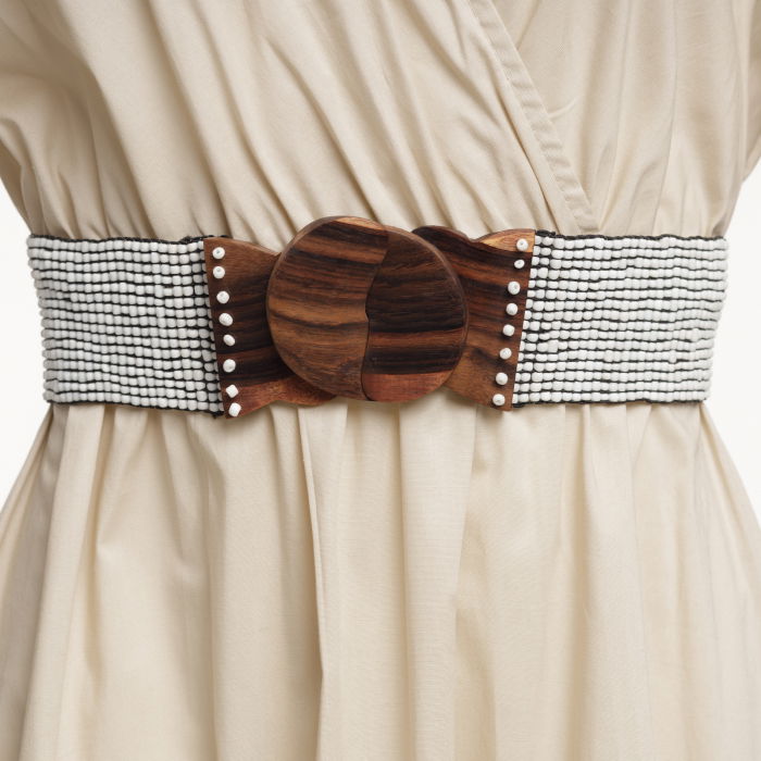 Curea Artizanală Shopika cu Margelute și Lemn
