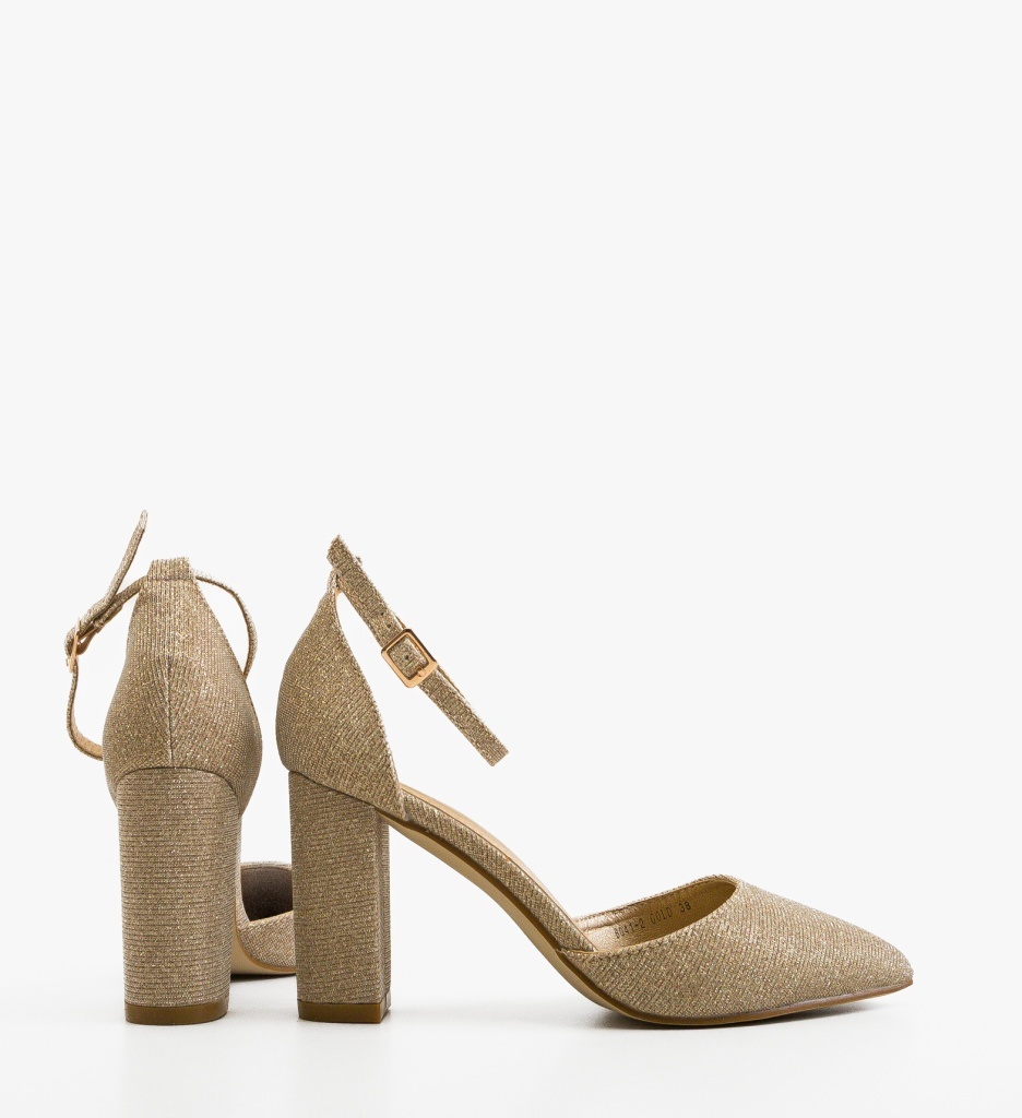 Pantofi dama cu toc Young Aurii Eleganți - imagine 3