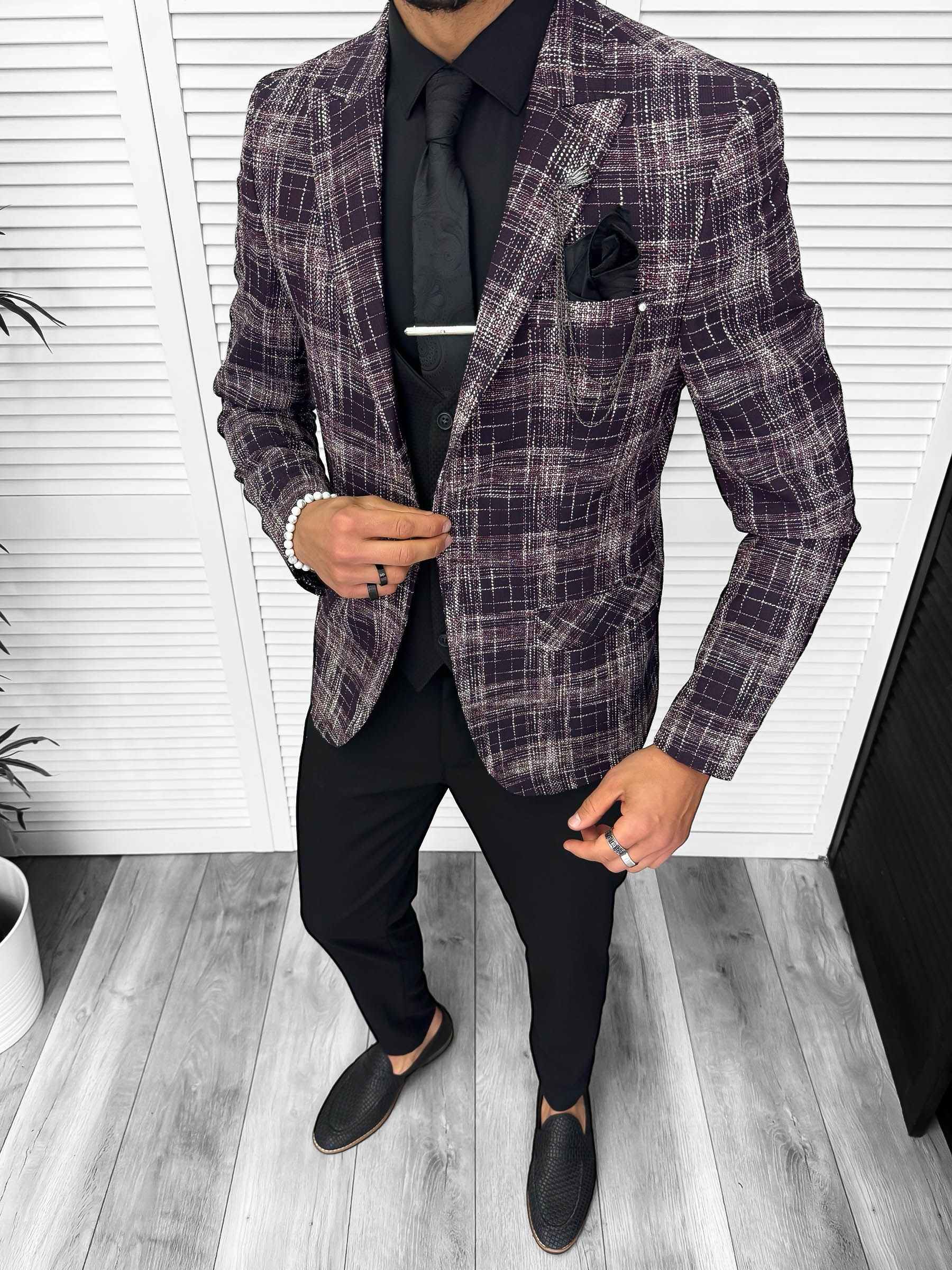 Sacou Barbati Slim Fit Grena - Elegant și Versatil