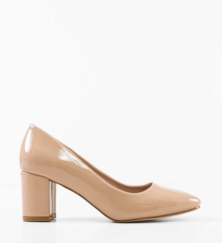 Pantofi dama Salaz Bej cu toc elegant - imagine 5