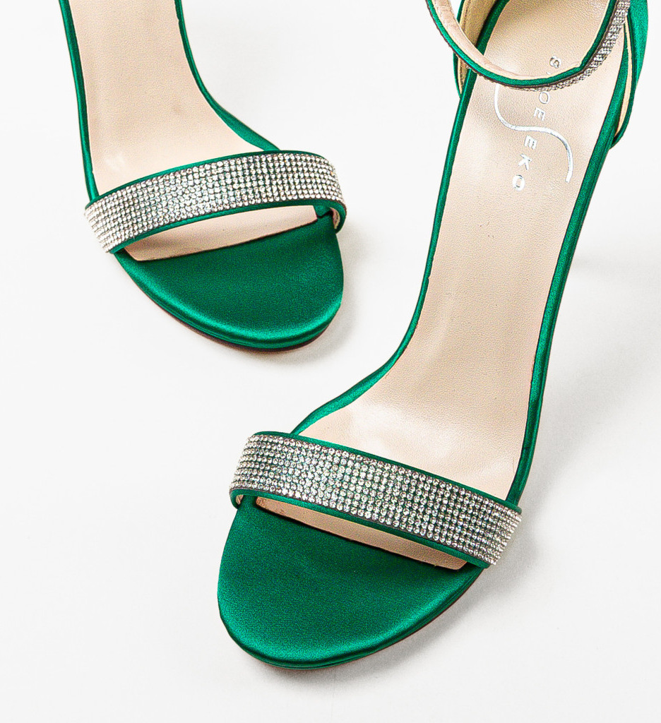 Pantofi Dama Cincil Verzi - Sandale cu Toc Elegante - imagine 5