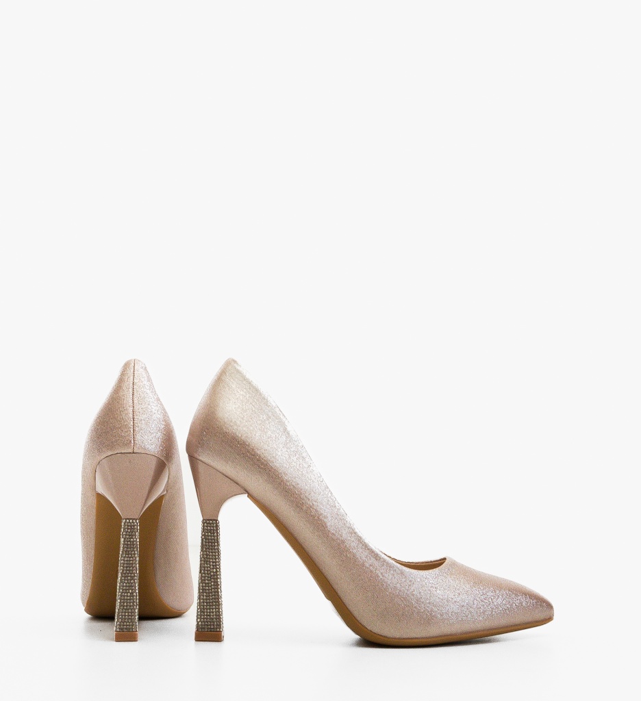 Pantofi Karem Aurii cu Toc Eleganți - imagine 2