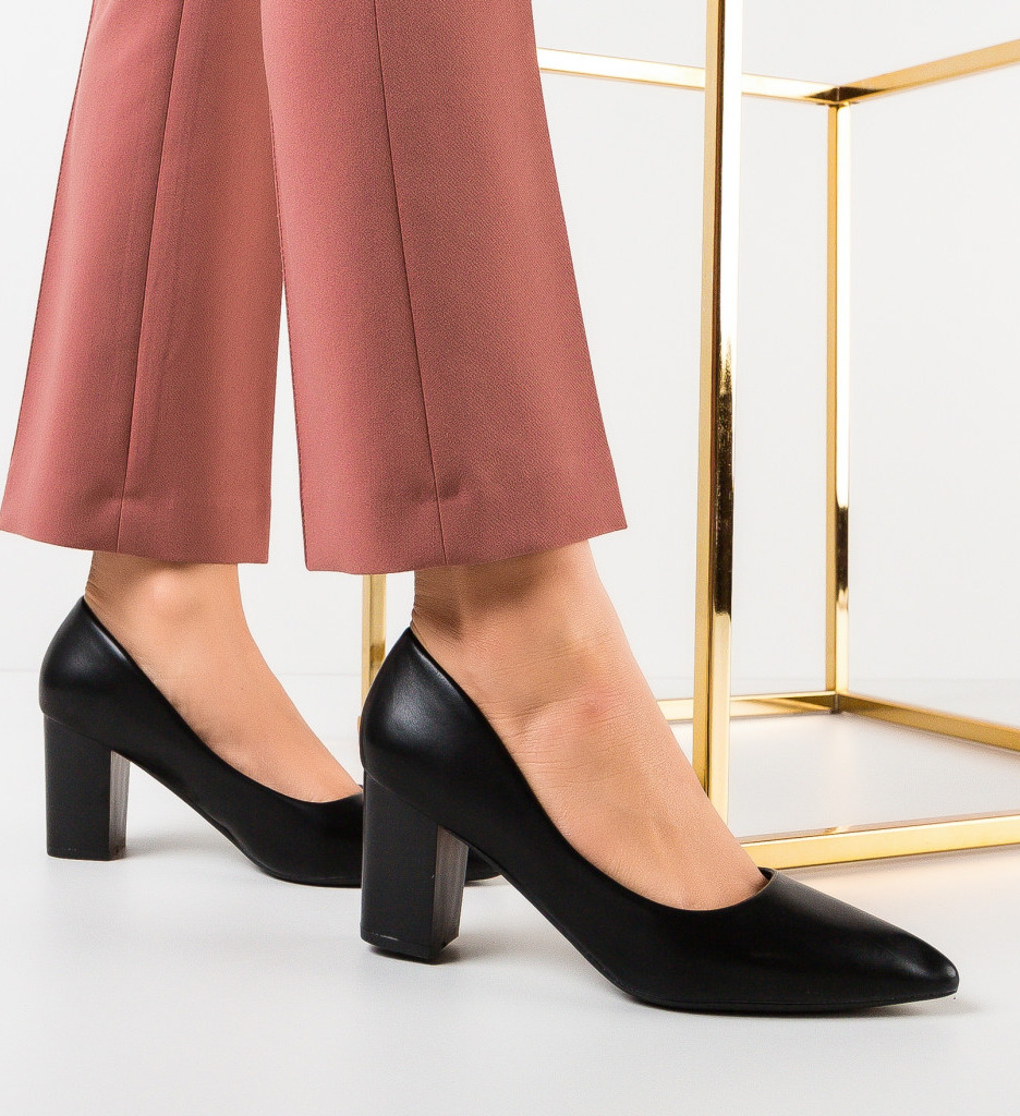 Pantofi Boyleb Negri cu Toc Eleganți - imagine 2