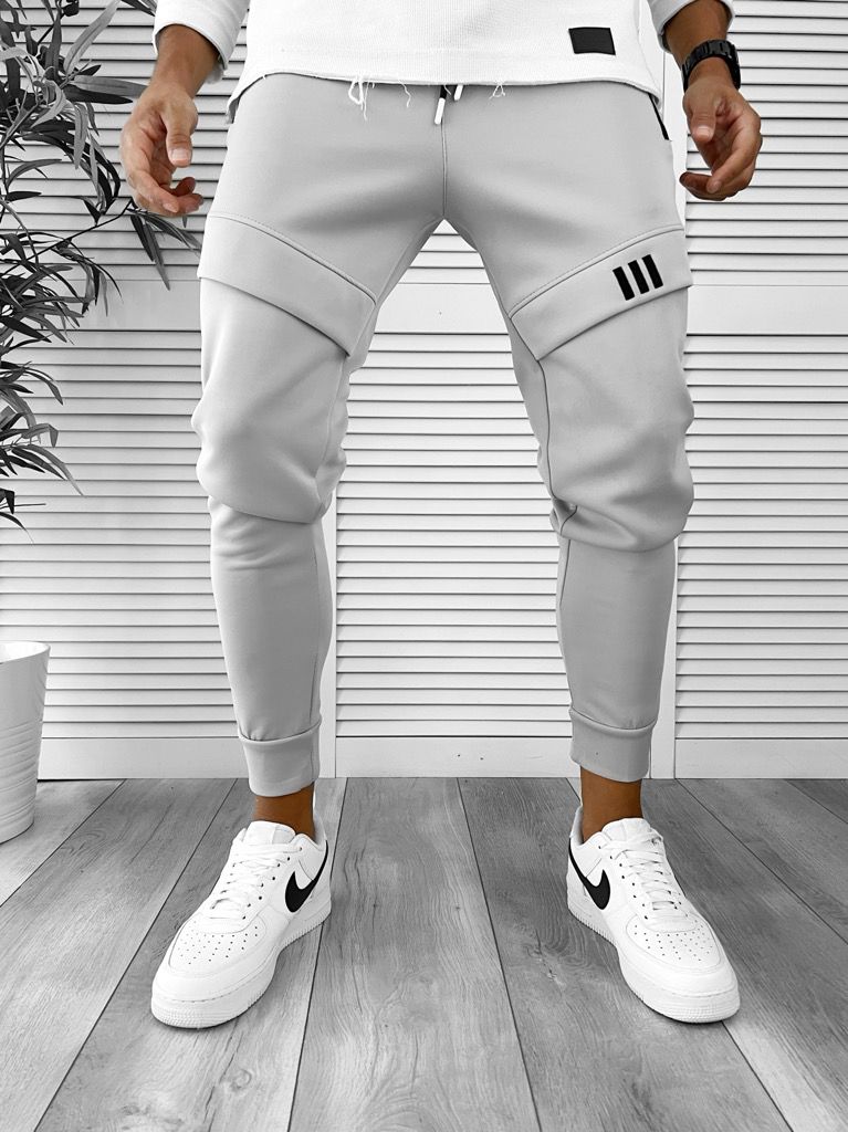 Pantaloni Trening Gri Conici - Comfort & Stil