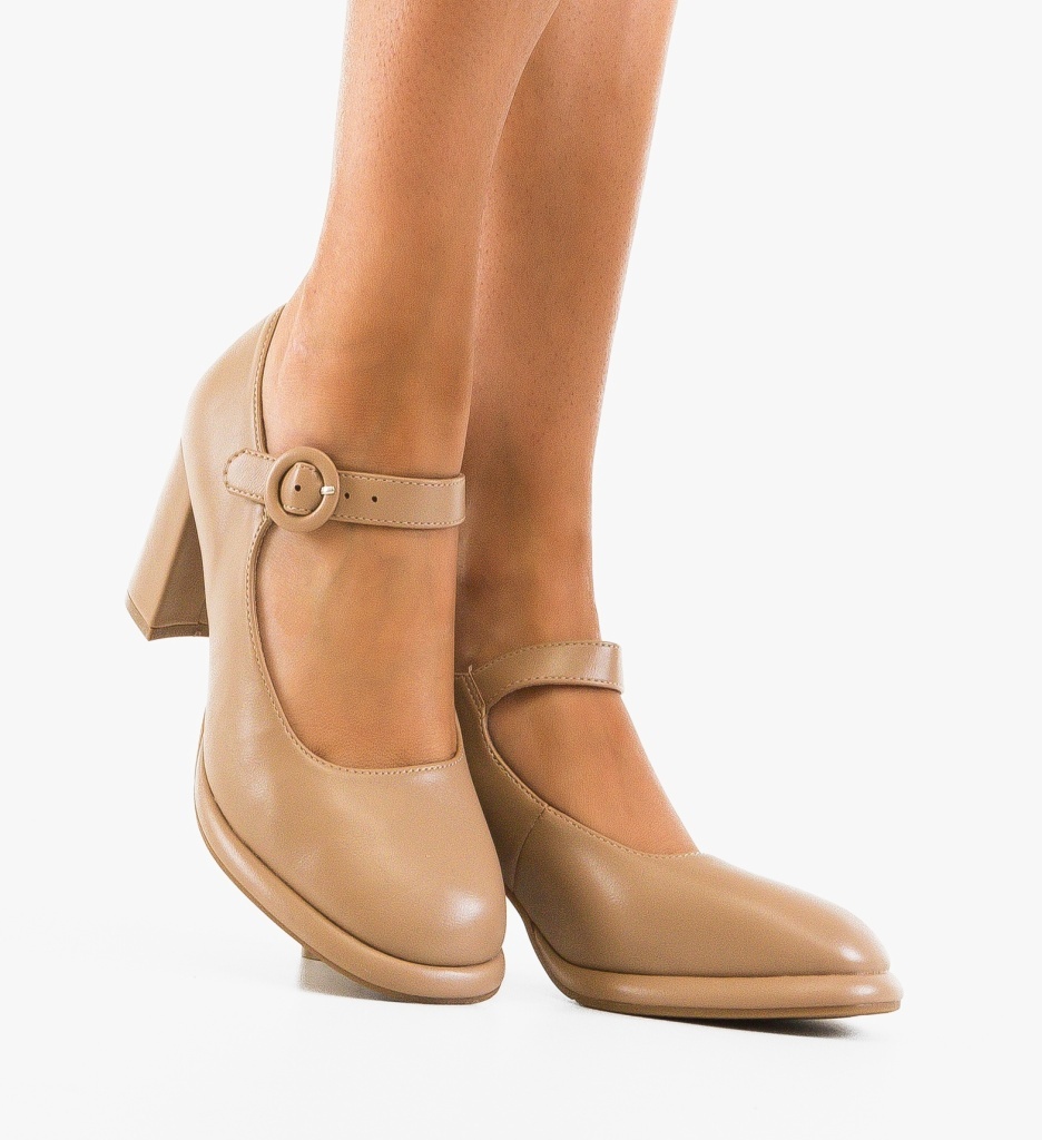 Pantofi cu Toc Jazmine Bej - Eleganți - imagine 4