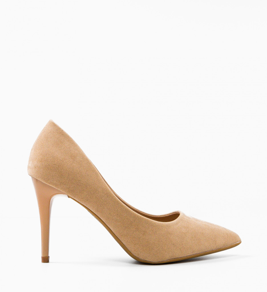 Pantofi Benito Bej cu Toc Elegant - imagine 4