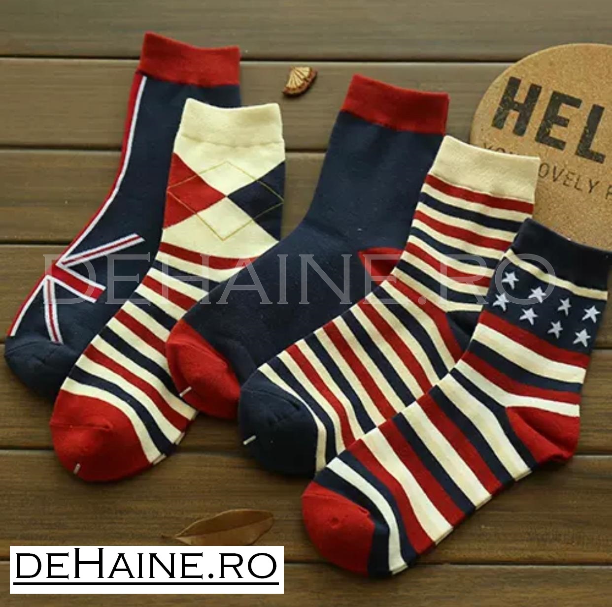 Set 5 Sosete Imprimeu Bumbac Barbati 39-43