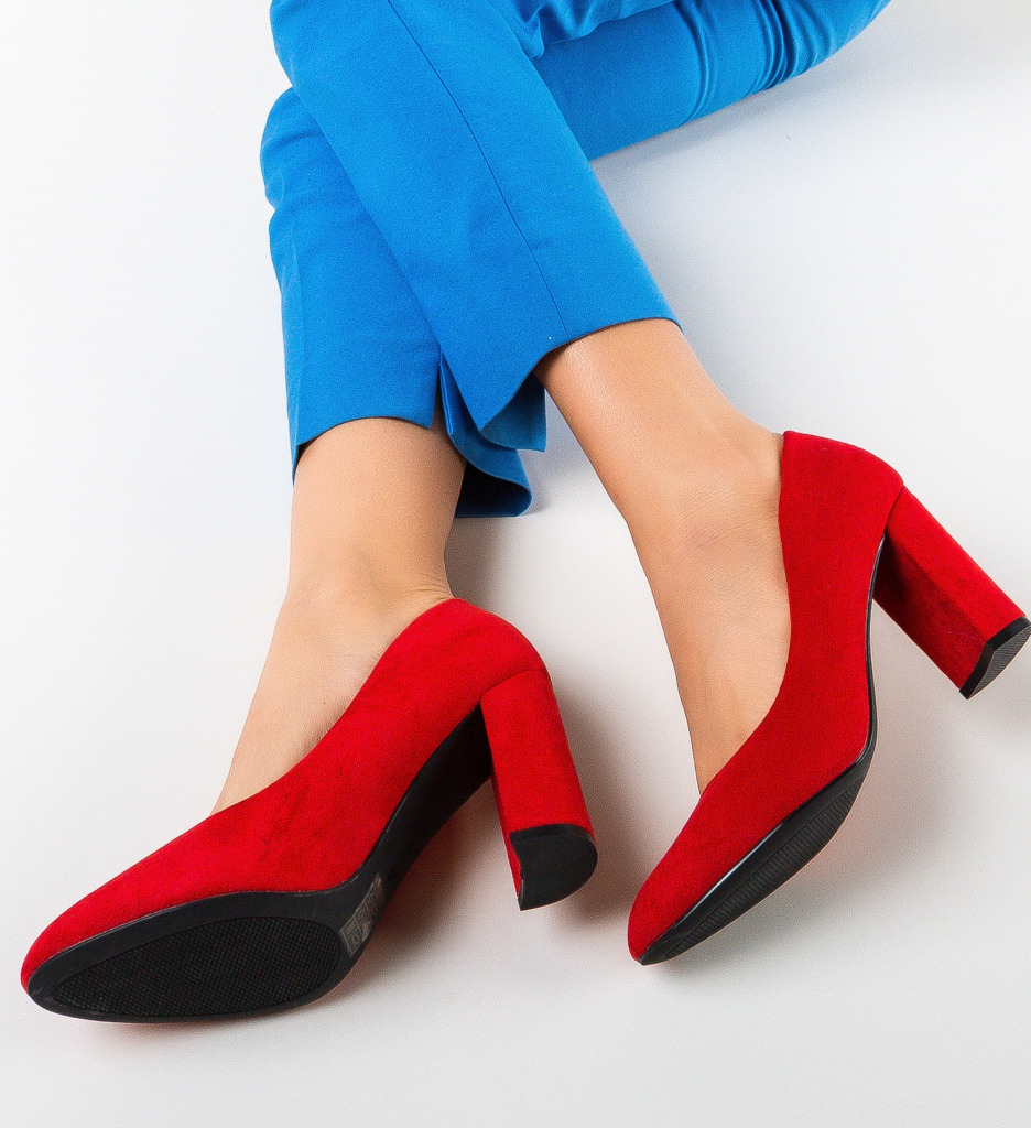 Pantofi Dama Axama Rosii Eleganți cu Toc - imagine 2