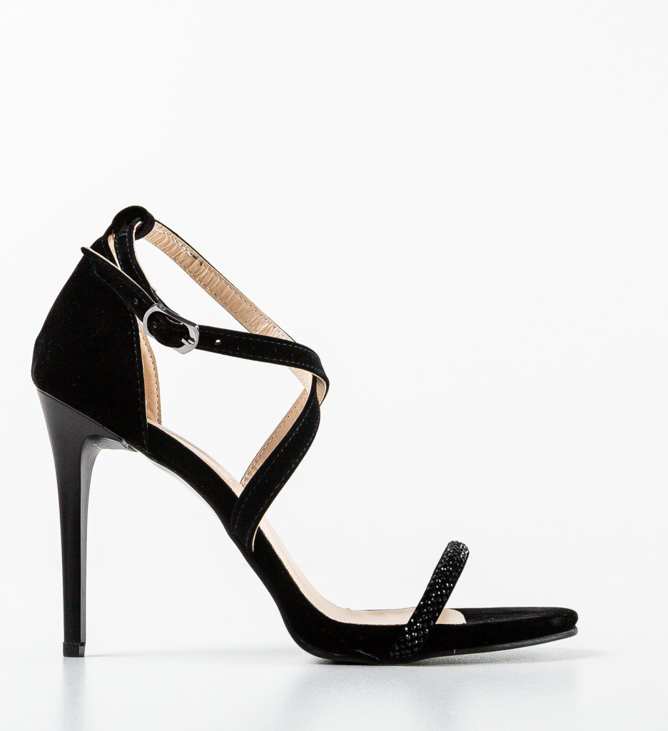 Sandale Pokabama Negre cu Toc Elegante - imagine 4