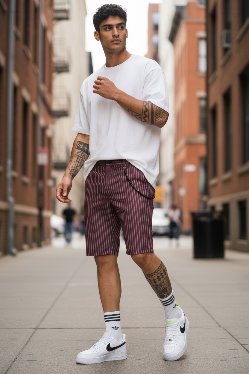 Pantaloni Scurți Casual cu Dungi pentru Bărbați - imagine 2