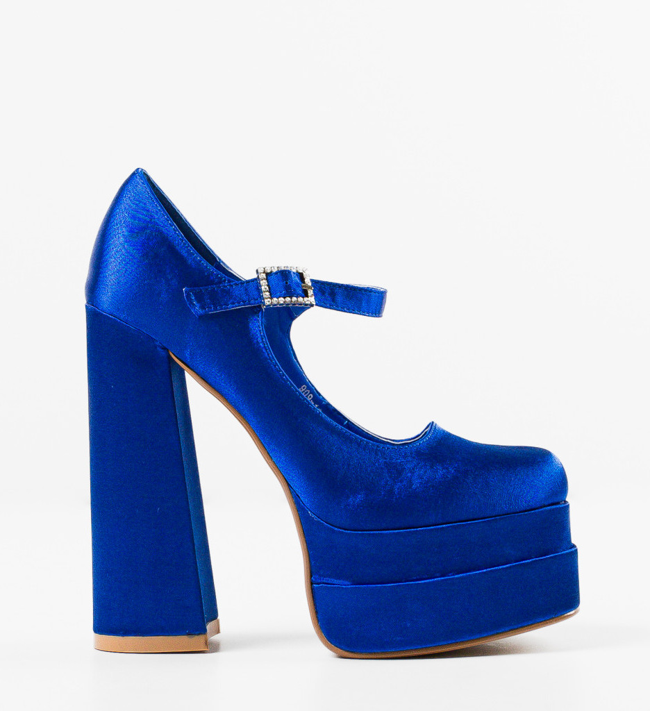 Pantofi Dama Appro Albastri cu Toc Eleganți - imagine 7