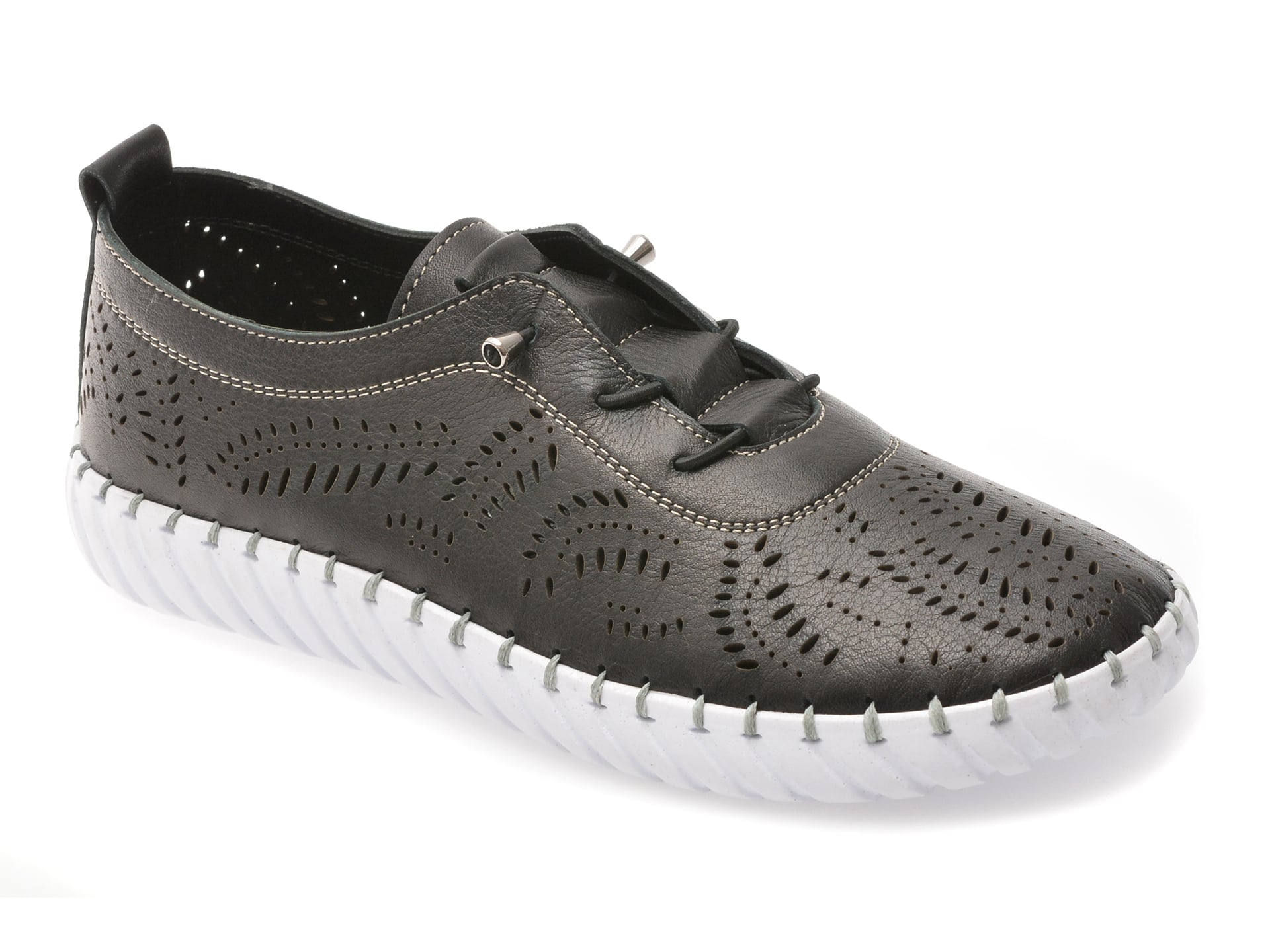 Pantofi EVIDA Negri din Piele Naturala, Model EV2904