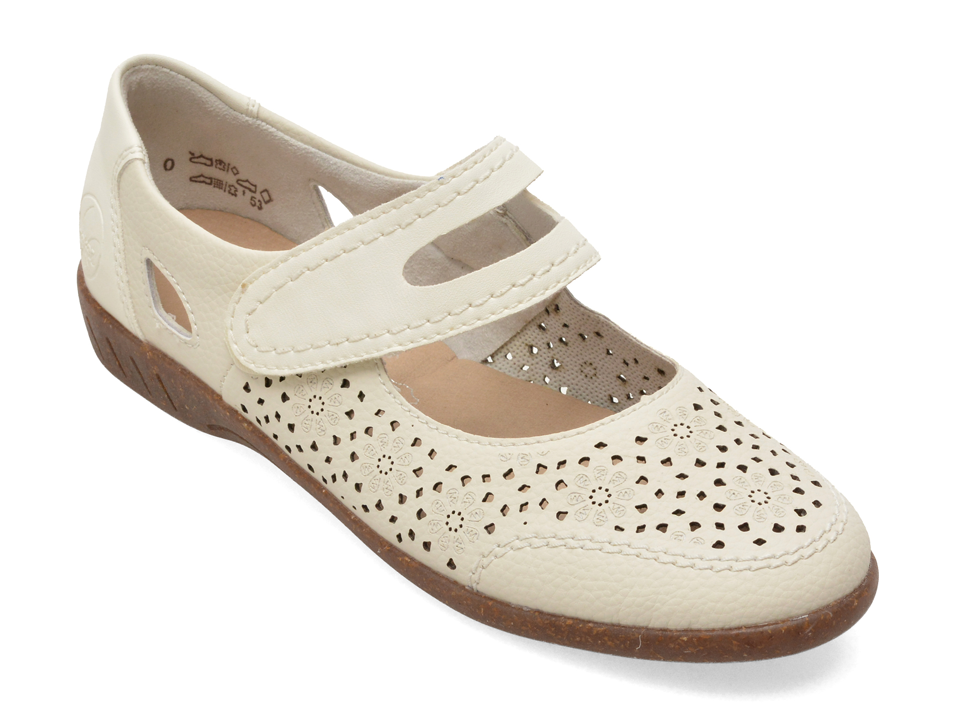 Pantofi Rieker albi din piele, confort maxim