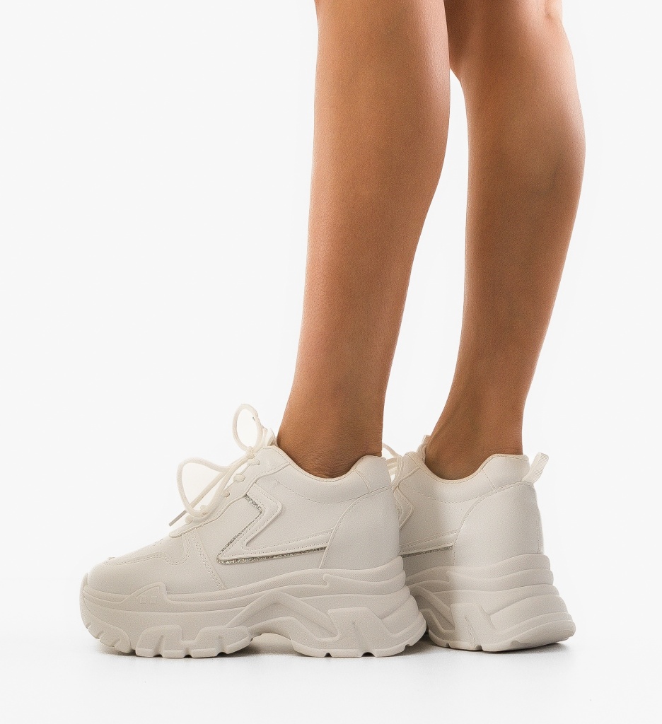 Sneakers Dama Kalai Albi - Confort și Stil Urban - imagine 2